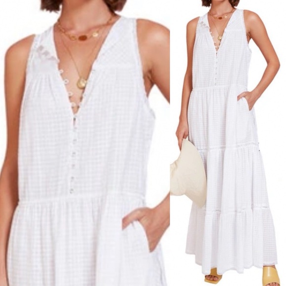 NEW MAGALI PASCAL
sophia maxi dress in white check size Small S - Picture 2 of 11